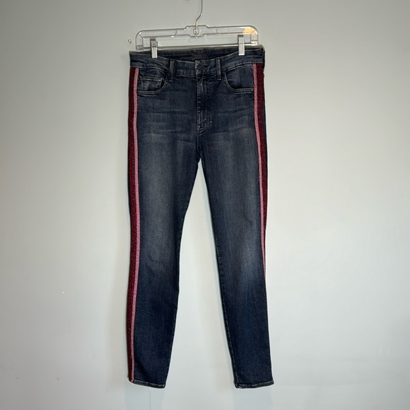 MOTHER High Waisted Looker Here Kitty, Kitty Glitter Racer Stripe Jeans 28 - Picture 3 of 13